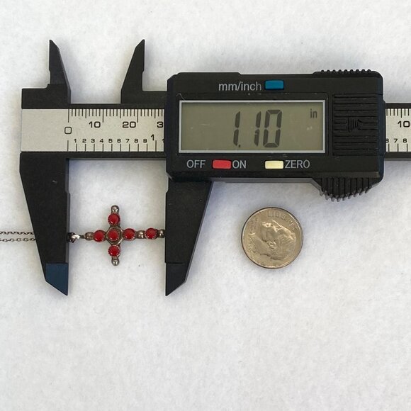 VTG Sterling Silver 925 Southwest Coral Multi Stone Cross Pendant Necklace 16" - Picture 13 of 16